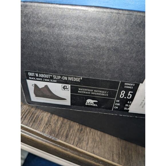 NEW Sorel Out N About Slip-On Wedge Bootie Black White Women's 8.5 - Picture 7 of 8